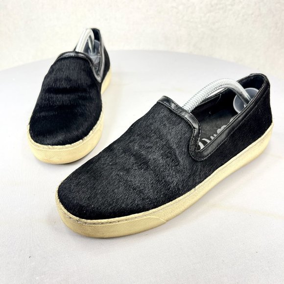 SAM EDELMAN Womens 6 Black Cald Hair Becker Loafer Slip On Casual Shoes - Picture 1 of 9